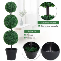Outsunny Set Of 2 Artificial Topiary Trees, With Pot -Günstiges Grün Ecke Geschäft 1624275591 47861200