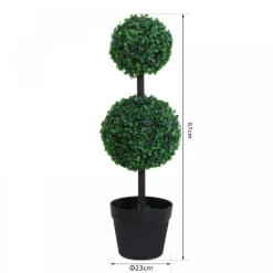 Outsunny Set Of 2 Artificial Boxwood Plant Tree's With Pot - Green -Günstiges Grün Ecke Geschäft 1624275713 54529300