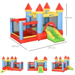 Outsunny Kids Bounce Castle Inflatable Trampoline Slide Pool Basket For Kids Age 3-10, 3 X 2.75 X 2.1m -Günstiges Grün Ecke Geschäft 1645286873 59642700