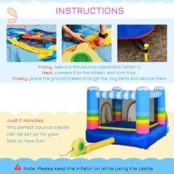 Outsunny Kids Bouncy Castle House Inflatable Trampoline Water Pool 2 In 1 With Blower For Kids Age 3-12 Rainbow Design -Günstiges Grün Ecke Geschäft 1645286924 93977200