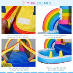 Outsunny Kids Bouncy Castle House Inflatable Trampoline Water Pool 2 In 1 With Blower For Kids Age 3-12 Rainbow Design -Günstiges Grün Ecke Geschäft 1645286937 66276100