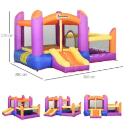 Outsunny Bouncy Castle With Trampoline & Slide 3in1 - Multi Colour -Günstiges Grün Ecke Geschäft 1645286960 40340700