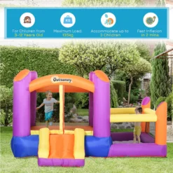 Outsunny Bouncy Castle With Trampoline & Slide 3in1 - Multi Colour -Günstiges Grün Ecke Geschäft 1645286968 64360800