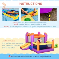 Outsunny Bouncy Castle With Trampoline & Slide 3in1 - Multi Colour -Günstiges Grün Ecke Geschäft 1645286973 57115500