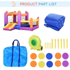 Outsunny Bouncy Castle With Trampoline & Slide 3in1 - Multi Colour -Günstiges Grün Ecke Geschäft 1645286977 26140800