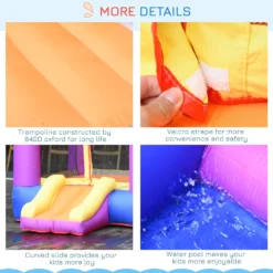 Outsunny Bouncy Castle With Trampoline & Slide 3in1 - Multi Colour -Günstiges Grün Ecke Geschäft 1645286980 82635200