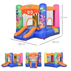 Outsunny Kids Bounce Castle House Inflatable Trampoline Slide Basket With Inflator For Kids Age 3-12 Monster Design W/ Carrybag -Günstiges Grün Ecke Geschäft 1645287003 35851200