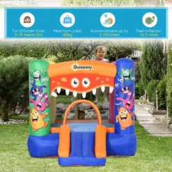 Outsunny Kids Bounce Castle House Inflatable Trampoline Slide Basket With Inflator For Kids Age 3-12 Monster Design W/ Carrybag -Günstiges Grün Ecke Geschäft 1645287012 18423400