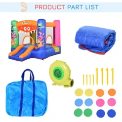 Outsunny Kids Bounce Castle House Inflatable Trampoline Slide Basket With Inflator For Kids Age 3-12 Monster Design W/ Carrybag -Günstiges Grün Ecke Geschäft 1645287020 69810800
