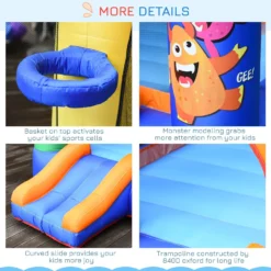 Outsunny Kids Bounce Castle House Inflatable Trampoline Slide Basket With Inflator For Kids Age 3-12 Monster Design W/ Carrybag -Günstiges Grün Ecke Geschäft 1645287024 37090400