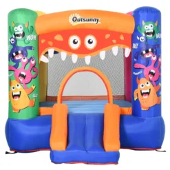 Outsunny Kids Bounce Castle House Inflatable Trampoline Slide Basket With Inflator For Kids Age 3-12 Monster Design W/ Carrybag -Günstiges Grün Ecke Geschäft 1645287028 39117200