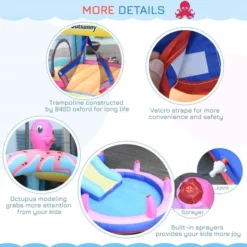 Outsunny Kids Bounce Castle House Inflatable Trampoline Slide Water Pool 3 In 1 With Inflator For Kids Age 3-12 Octopus Design W/ Carrybag -Günstiges Grün Ecke Geschäft 1645287064 67683000
