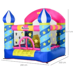 Outsunny Kids Bounce Castle House Inflatable Trampoline Basket With Inflator For Age 3-12 Castle Stars Design -Günstiges Grün Ecke Geschäft 1645287084 99219500