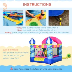 Outsunny Kids Bounce Castle House Inflatable Trampoline Basket With Inflator For Age 3-12 Castle Stars Design -Günstiges Grün Ecke Geschäft 1645287096 91543700