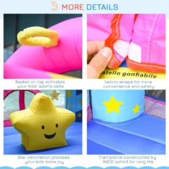 Outsunny Kids Bounce Castle House Inflatable Trampoline Basket With Inflator For Age 3-12 Castle Stars Design -Günstiges Grün Ecke Geschäft 1645287108 04854900