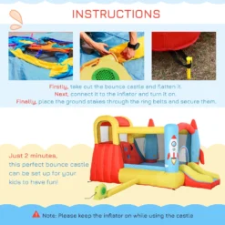 Outsunny Kids Bounce Castle House, 3 In 1 Water Slide And Pool With Inflator, Rocket Design With Carrybag -Günstiges Grün Ecke Geschäft 1645287137 87408600