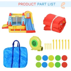 Outsunny Kids Bounce Castle House, 3 In 1 Water Slide And Pool With Inflator, Rocket Design With Carrybag -Günstiges Grün Ecke Geschäft 1645287141 44332500