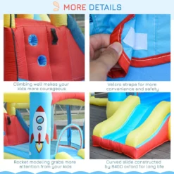 Outsunny Kids Bounce Castle House, 3 In 1 Water Slide And Pool With Inflator, Rocket Design With Carrybag -Günstiges Grün Ecke Geschäft 1645287145 30779500