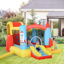 Outsunny Kids Bounce Castle House, 3 In 1 Water Slide And Pool With Inflator, Rocket Design With Carrybag -Günstiges Grün Ecke Geschäft 1645287154 05080600