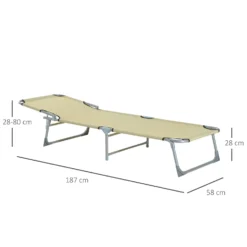 Outsunny Portable Adjustable Lounger,Oxford Cloth-Beige -Günstiges Grün Ecke Geschäft 1645297218 68644200