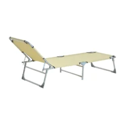 Outsunny Portable Adjustable Lounger,Oxford Cloth-Beige -Günstiges Grün Ecke Geschäft 1645297219 92965200