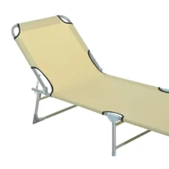 Outsunny Portable Adjustable Lounger,Oxford Cloth-Beige -Günstiges Grün Ecke Geschäft 1645297228 65022600