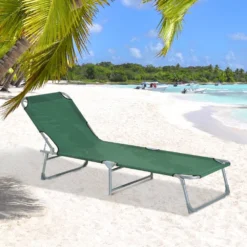 Outsunny Portable Adjustable Lounger,Oxford Cloth-Green -Günstiges Grün Ecke Geschäft 1645297838 25902700