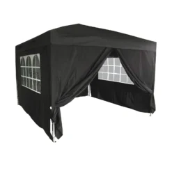 Silver & Stone Outdoor Pop Up Garden Gazebo 3x3m - Black