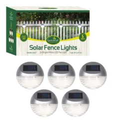 GardenKraft Solar Fence Lights Pack Of 5 - Silver -Günstiges Grün Ecke Geschäft 17730L