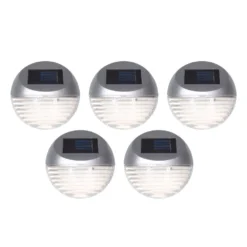 GardenKraft Solar Fence Lights Pack Of 5 - Silver