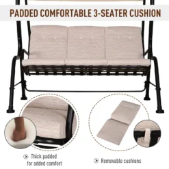 Outsunny Steel Frame 3-Seater Outdoor Garden Swing Chair W/ Canopy Beige -Günstiges Grün Ecke Geschäft 1Jcde117dc2d3d211