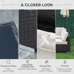 Outsunny Outdoor Rattan Furniture Sectional Sofa Set 7 Piece - Brown & Cream -Günstiges Grün Ecke Geschäft 1aH75618679011d9d jpg