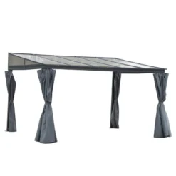Outsunny Outdoor Lean To Pergola Gazebo 4 X 3m - Grey