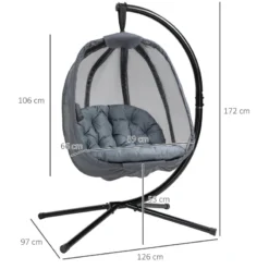 Outsunny Hanging Egg Chair - Grey -Günstiges Grün Ecke Geschäft 1nla121801c81fc84 jpg
