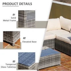 Outsunny Rattan Corner Sofa Set With Coffee Table - Beige -Günstiges Grün Ecke Geschäft 1sFb1017fc12b9ab6 jpg