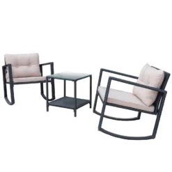 Outsunny Rattan Rocking Chair Set - Black -Günstiges Grün Ecke Geschäft 24sa9417dc18a3d33