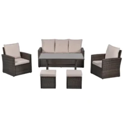 Outsunny Rattan Sofa Sets With Footstool - Brown -Günstiges Grün Ecke Geschäft 2DFdaa1818549bb81 jpg