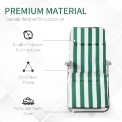 Outsunny Set Of 2 Garden Patio Outdoor Sun Recliners Loungers Folding Foldable Multi Position Relaxers Chairs With Cushions Fire Retardant Sponge (Green White) -Günstiges Grün Ecke Geschäft 2hB75617ee2cf0b6e