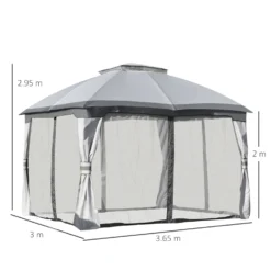 Outsunny 3.7 X 3(m) Metal Gazebo Grey -Günstiges Grün Ecke Geschäft 2mC1e717dc5300fe0 fbe94f0a 3f9f 45e4 92da 6cce345fa3c4