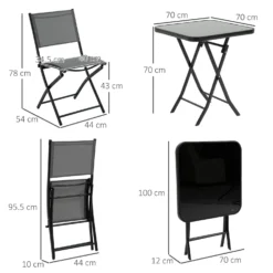 Outsunny 3 Piece Patio Dining Set - Black -Günstiges Grün Ecke Geschäft 3 2 e662c8ad 3d50 47dc a32a 674881e15f7d
