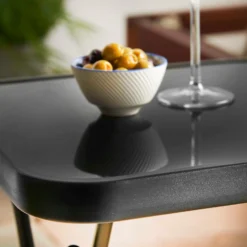 Silver & Stone Folding Glass Side Table 40 X 40 X 46cm - Black - Indoor Or Outdoor -Günstiges Grün Ecke Geschäft 3232804 IMAGE7