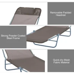 Outsunny Adjustable Sun Bed Lounger - Coffee Brown -Günstiges Grün Ecke Geschäft 32i88c186a63a9b93 jpg