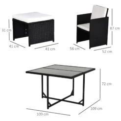 Outsunny 9 Pieces PE Rattan Cube Garden Furniture Set With Cushions, Outdoor Dining Table Set With 4 Armchair, 4 Stool, And Square Glass Top Table, Black -Günstiges Grün Ecke Geschäft 3EPa1217eecc296d8 9281e5c1 5b59 4a5d 8f07 99190e1d1091