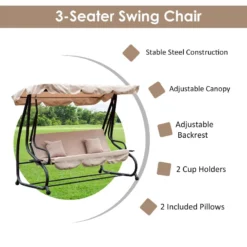 Outsunny 2-in-1 Garden Swing Chair - Light Brown -Günstiges Grün Ecke Geschäft 3Rga09188fbaaea2c jpg