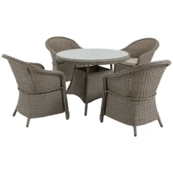 Outsunny Rattan Dining Set 4 Seater - Grey -Günstiges Grün Ecke Geschäft 3Sn98a18041c966ae jpg