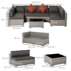Outsunny Rattan Sofa Set 2.7m - Grey -Günstiges Grün Ecke Geschäft 3W24d81863a63c64a jpg