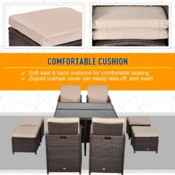 Outsunny Rattan Dining Set 9 Piece - Brown -Günstiges Grün Ecke Geschäft 3ce88c17eecc2975a jpg