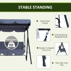 Outsunny Metal Swing Chair 3-Seater - Grey -Günstiges Grün Ecke Geschäft 3g788c1859a998ba0 jpg