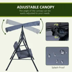 Outsunny Metal Swing Chair 3-Seater - Grey -Günstiges Grün Ecke Geschäft 3zUa091859a998b8c jpg