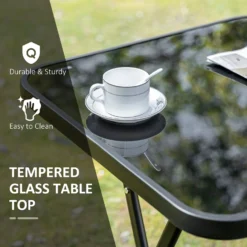 Outsunny 3 Piece Patio Dining Set - Black -Günstiges Grün Ecke Geschäft 4 3 c5f42673 58dd 4a30 9777 e85a107258a7